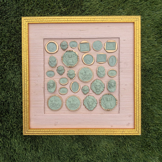 Wax Seals on Blush Grasscloth