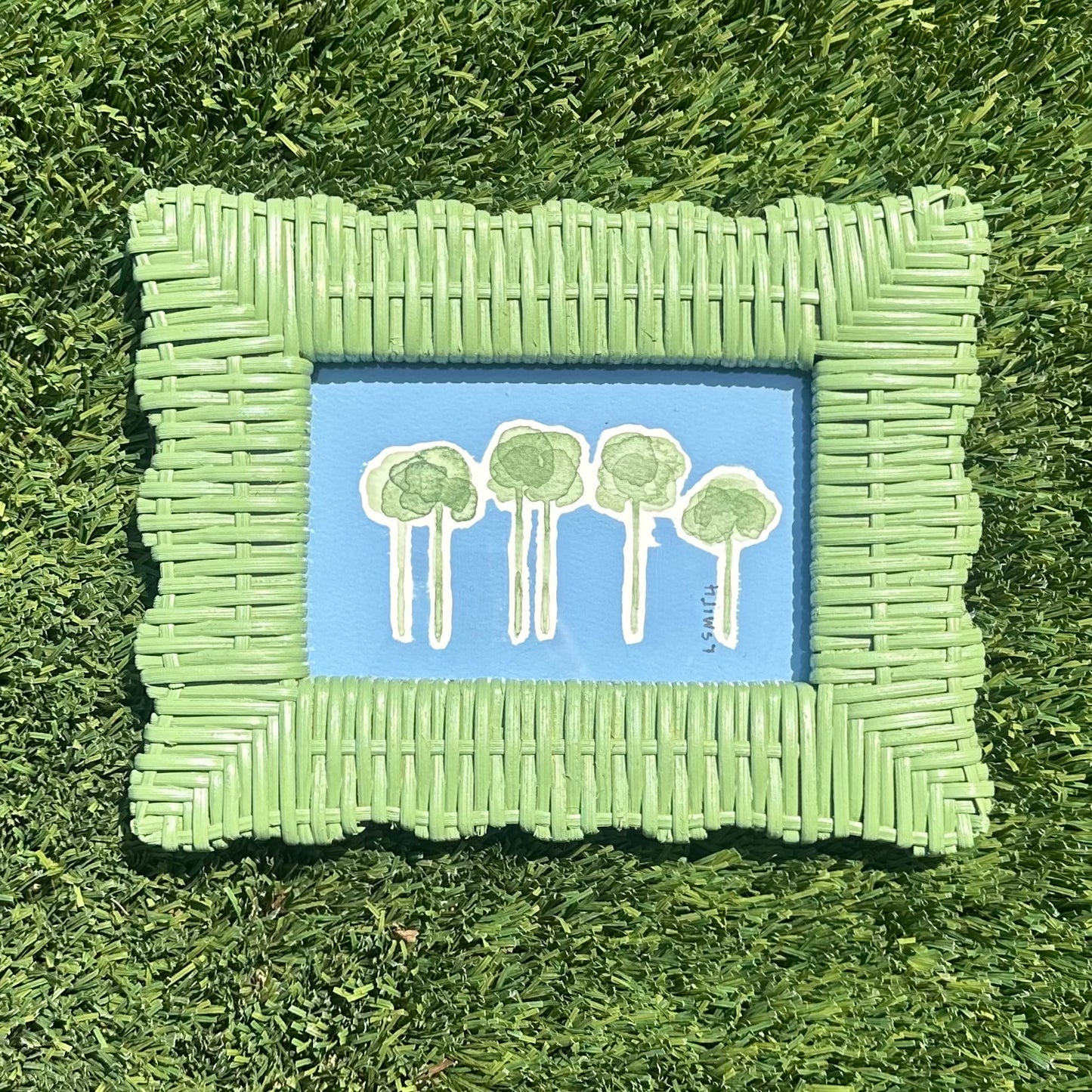 Green and Blue in Rattan Large