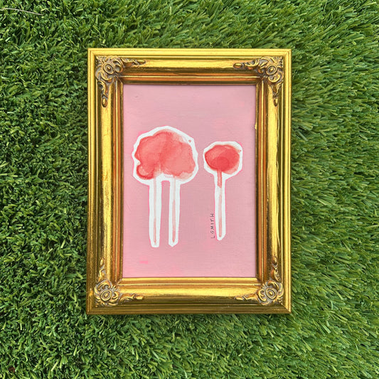 Ink and Foliage in Coral and Salmon