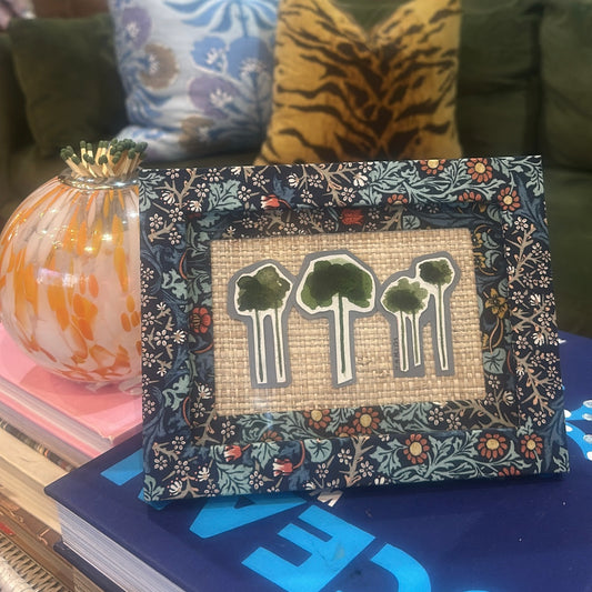 Green Trees in Navy Fabric Frame